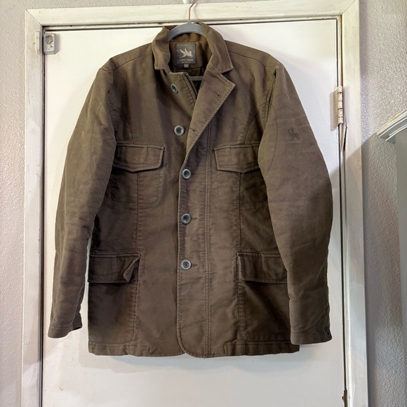 Spiewak Men’s Utility Jacket Army Green Coat Cargo Chore Pockets Weathered Large